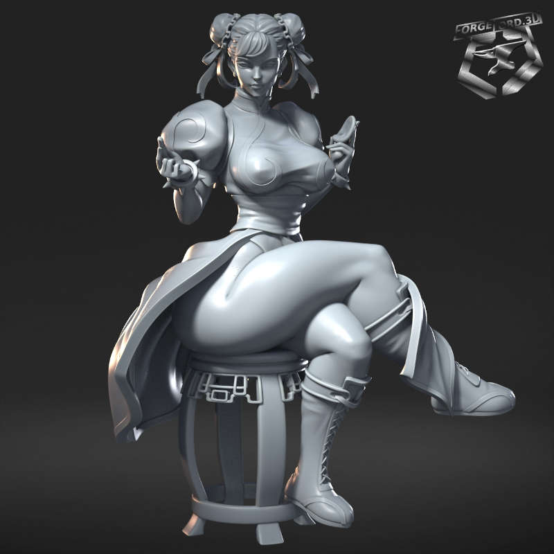Chun Li-statue-75mm-RN-Estudio-figurines-fantasy-tabletop-RPG-3D-miniatures