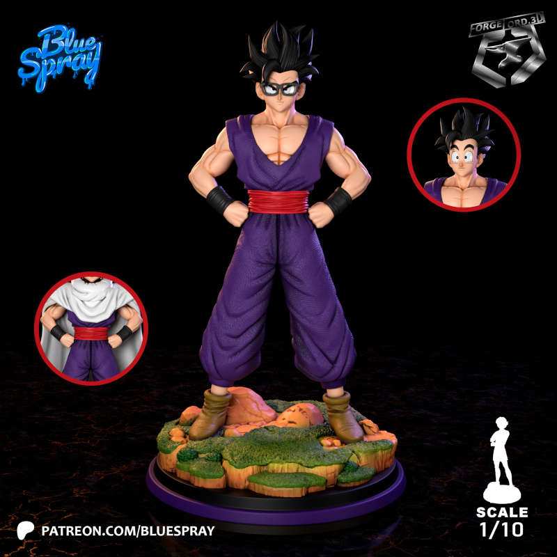 Gohan Super Hero-Blue-Spray--figurines-fantasy-tabletop-RPG-3D-miniatures