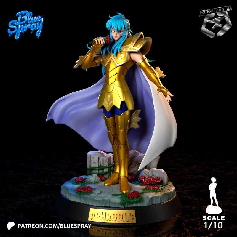 Pisces Aphrodite-Blue-Spray--figurines-fantasy-tabletop-RPG-3D-miniatures