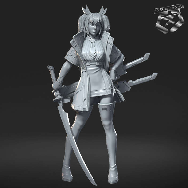 Scarlett Blade-statue-75mm-RN-Estudio-figurines-fantasy-tabletop-RPG-3D-miniatures