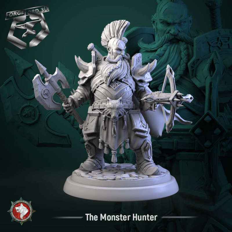 The Monster Hunter-statue-75mm-figurines-fantasy-tabletop-RPG-3D-miniatures-white-werewolf-tavern