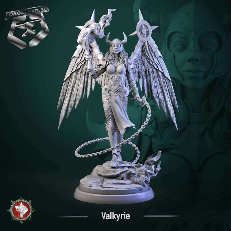 Valkyrie-statue-75mm-figurines-fantasy-tabletop-RPG-3D-miniatures-white-werewolf-tavern