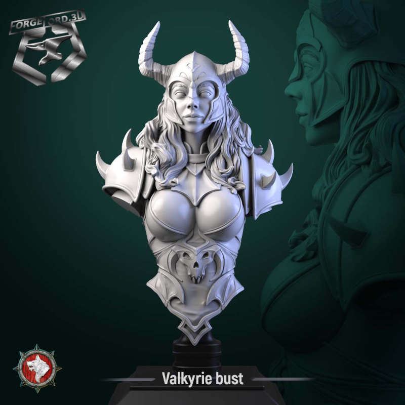 Valkyrie-bust-75mm-figurines-fantasy-tabletop-RPG-3D-miniatures-white-werewolf-tavern