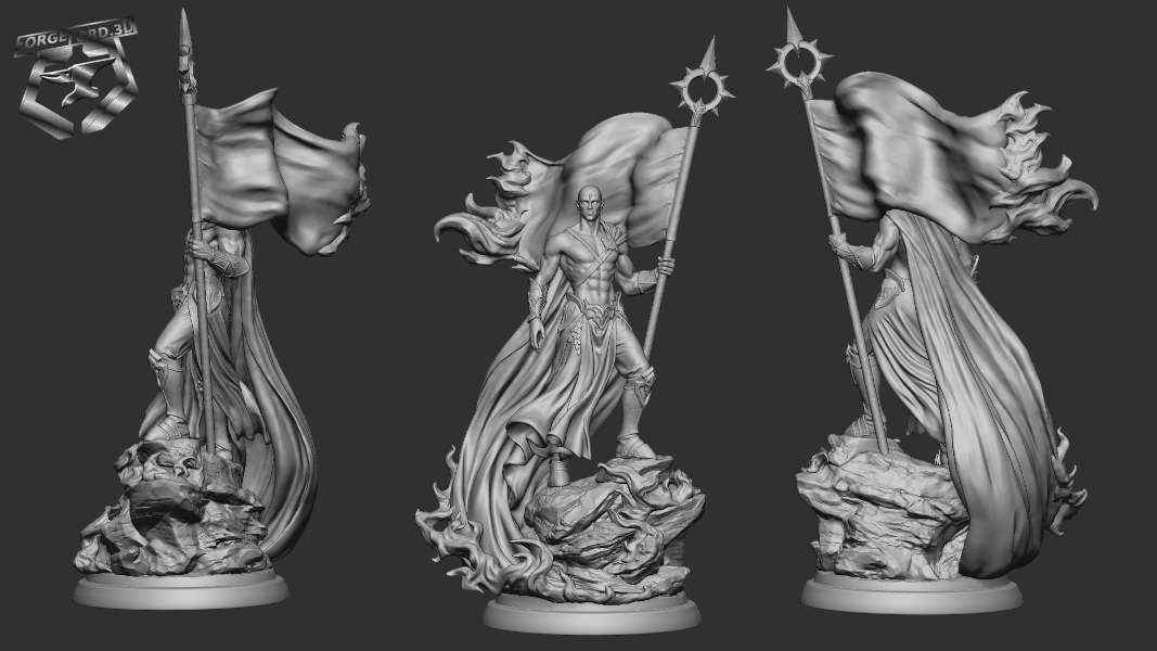 The Pale Messenger With Banner-statue-75mm-figurines-fantasy-tabletop-RPG-3D-miniatures-white-werewolf-tavern