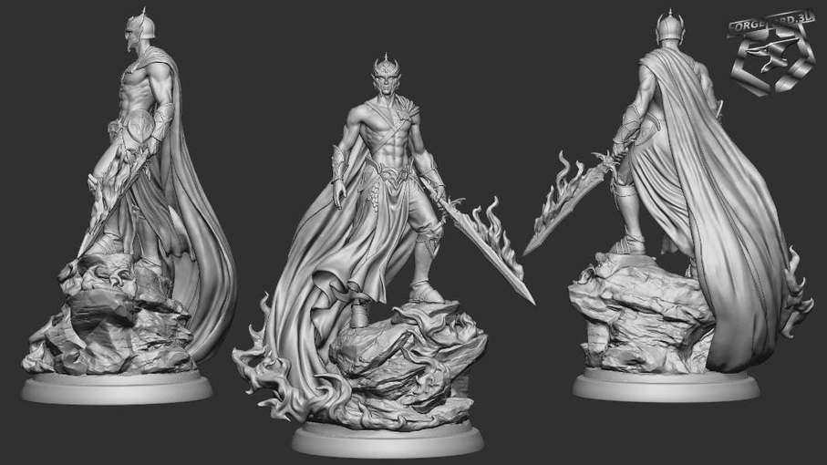 The Pale Messenger With Sword-statue-75mm-figurines-fantasy-tabletop-RPG-3D-miniatures-white-werewolf-tavern