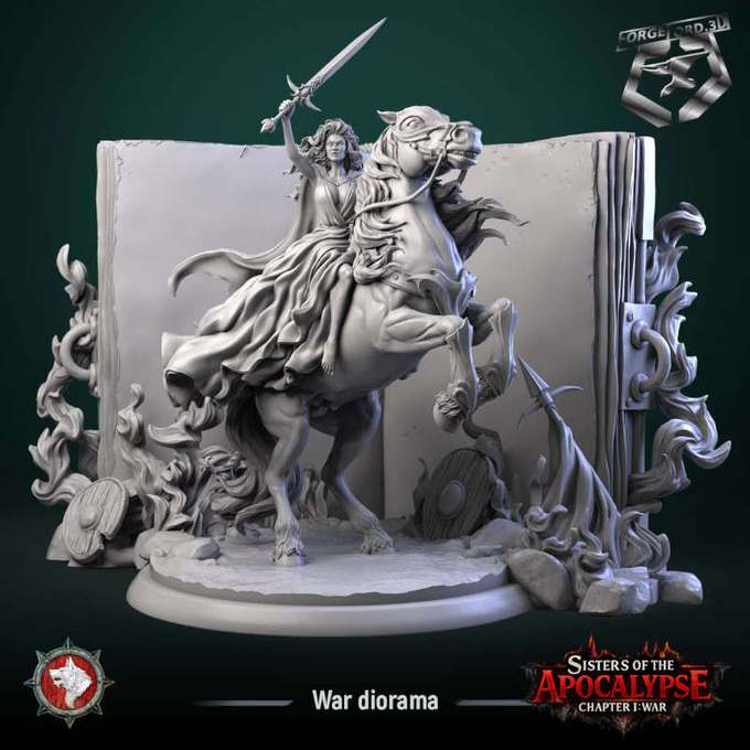 War and the eternal tome diorama-statue-75mm-figurines-fantasy-tabletop-RPG-3D-miniatures-white-werewolf-tavern