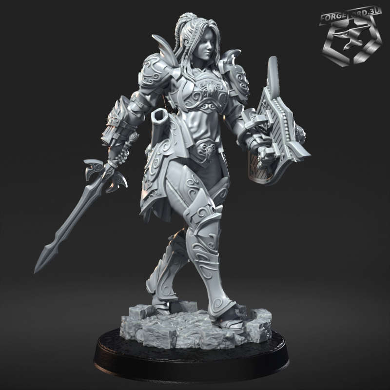 Alarica Dawnshield-statue-75mm-RN-Estudio-figurines-fantasy-tabletop-RPG-3D-miniatures
