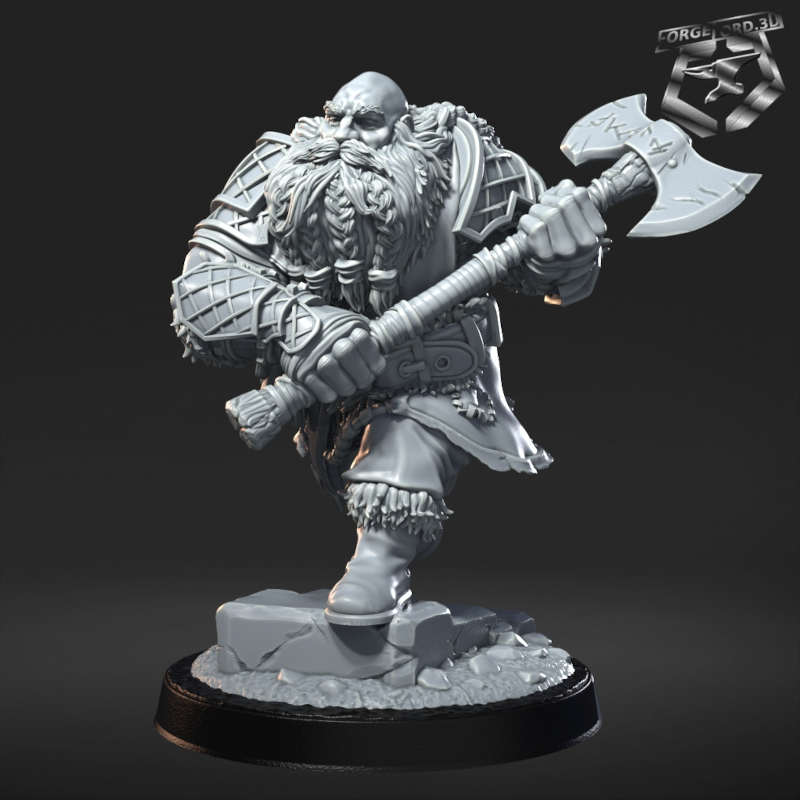 Dorin Ironbeard-statue-75mm-RN-Estudio-figurines-fantasy-tabletop-RPG-3D-miniatures