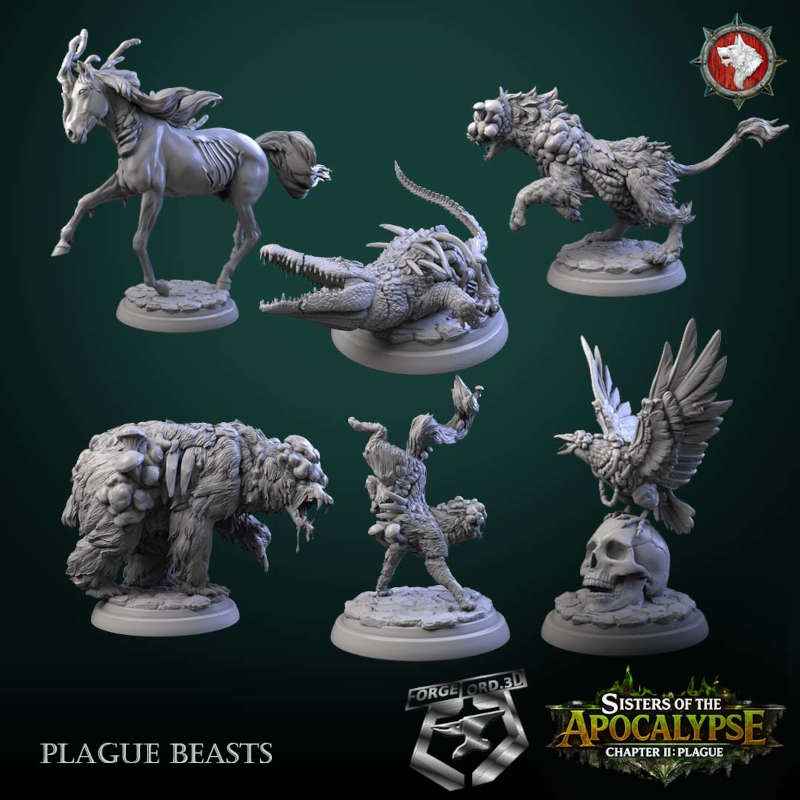 Plague beasts-set-32mm-figurines-fantasy-tabletop-RPG-3D-miniatures-white-werewolf-tavern