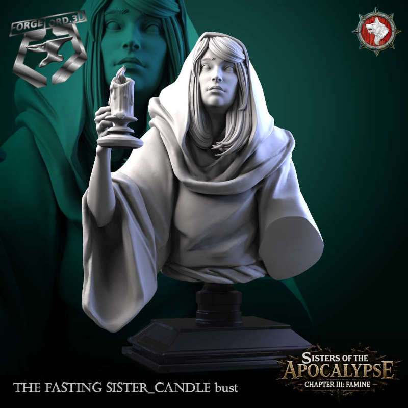 The Fasting Sister_ candle-bust-75mm-figurines-fantasy-tabletop-RPG-3D-miniatures-white-werewolf-tavern
