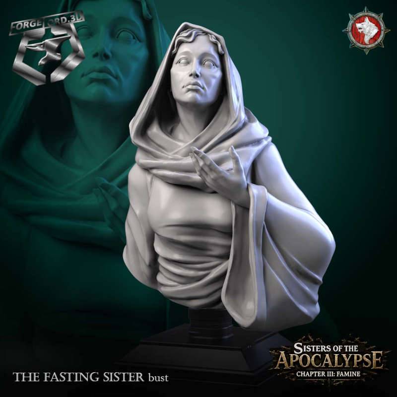 The Fasting Sister-bust-75mm-figurines-fantasy-tabletop-RPG-3D-miniatures-white-werewolf-tavern
