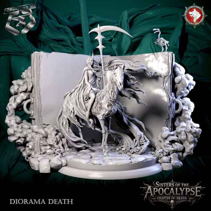 [Diorama] Death +The Eternal Tome_diorama-statue-75mm-figurines-fantasy-tabletop-RPG-3D-miniatures-white-werewolf-tavern