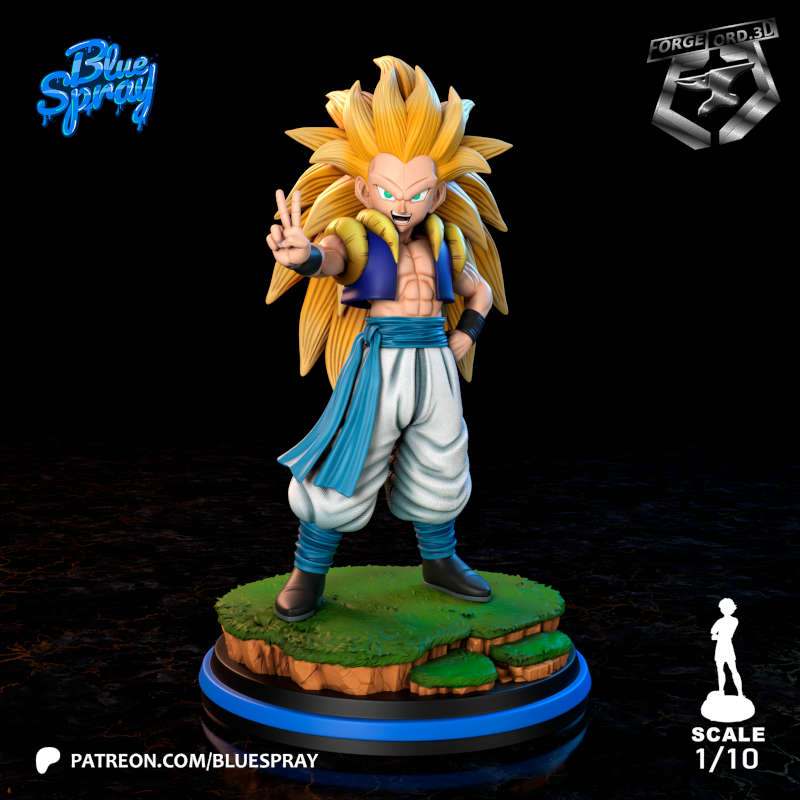 Gotenks SSJ3-Blue-Spray--figurines-fantasy-tabletop-RPG-3D-miniatures
