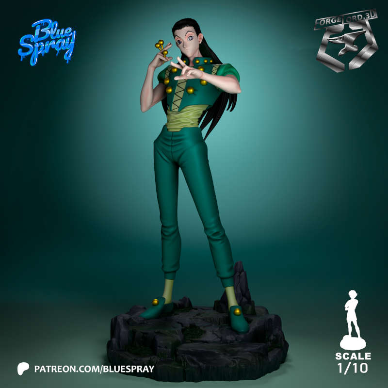 Illumi Zoldyck-Blue-Spray--figurines-fantasy-tabletop-RPG-3D-miniatures